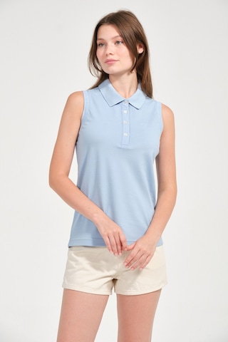 Kadın Regular Fit Kolsuz Polo Açık Mavi