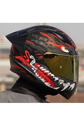 Ls2 Rapıd 2 Race Kaıju Fullface Motosiklet Kaskı Gold Camlı Siyah