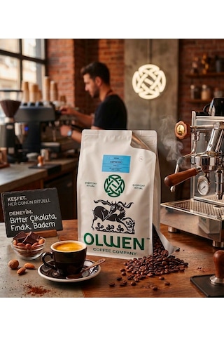 Olwen Espresso Çekirdek Kahve Kahve Base 3 - 1 Kg Bitter Çikolata, Fındık, Badem
