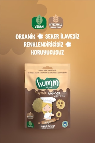 Humm Organic Organik Chefline Tahinli Pekmezli Vegan Kurabiye 6 x 55 G