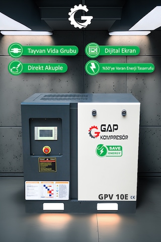 Gap Kompresör İnvertörlü Vidalı Hava Kompresörü 10 HP Tek Makine GPV10e