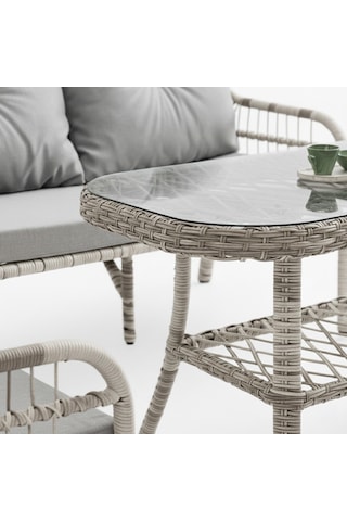 Capri Swing Pisa İkili Rattan Bahçe Balkon Oturma Grubu Beyaz 752
