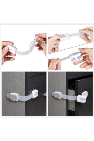 Iz Bırakmaz Yapışkanlı Ayarlanabilir Boyut Çok Amaçlı Dolap Ve Kapı Kilidi Bebek Güvenlik Çok Renkli