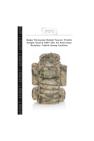 Astrid T Doğa Yürüyüşü Rahat Taşınır Pratik Single Sword 100+10l Su Geçirmez Outdoor Taktik Kamp Çantası Kamuflaj