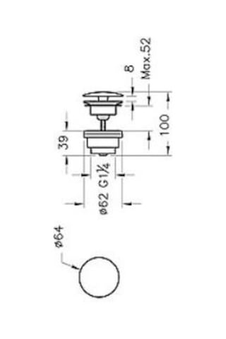 Vitra Origin Basmalı Lavabo Süzgeci A4514974 Evrensel - Yuvarlak - Soft Altın