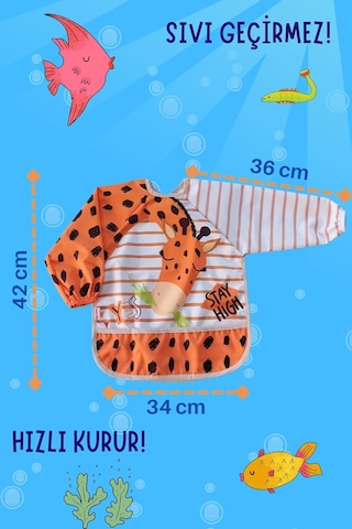 Bebek Uzun Kollu Sıvı Geçirmez Mama Önlük Su Geçirmez Aktivite Önlüğü 6-24 Ay Genel