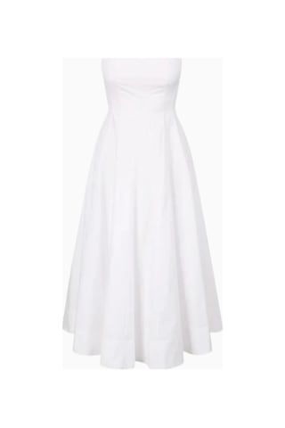 Staud Wylie Maxi Dress, Kadın Maksi Elbise, Pamuk & Spandeks, Şık Ve Rahat Beyaz