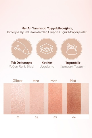 Yoğun Pigmentli Mat Ve Işıltılı Tonlar Barındıran 4'lü Far Paleti Day Vibe Palette 2 Bouncy Coral 2