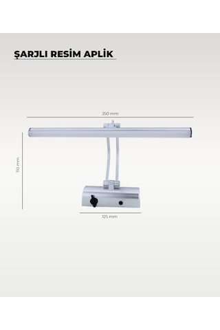 Şarjlı Krom Flüt Aplik 3200k Sarı Işık Elektrik Gerektirmez Krom