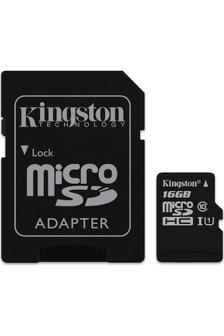 Kingston SDCS/16GB 16 GB MicroSDHC Class 10 UHS-I Hafıza Kartı + Adaptör