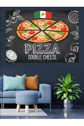 Lezzetli Çift Peynirli Pizza Dekoratif Kanvas - Mdf Ahşap Tablo