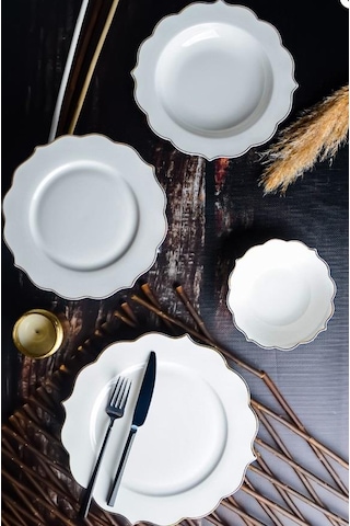Paçi Yemek Takımı 24 Parça Bone Chine Flora Beyaz