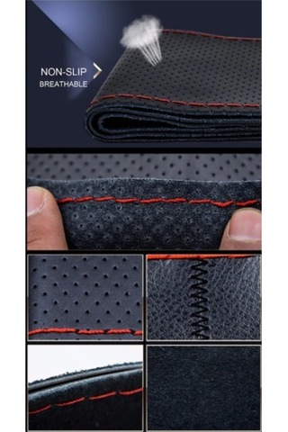 Direksiyon Kılıfı Deri Dikişli Yumuşak Kokusuz Dikmeli Düz - Siyah