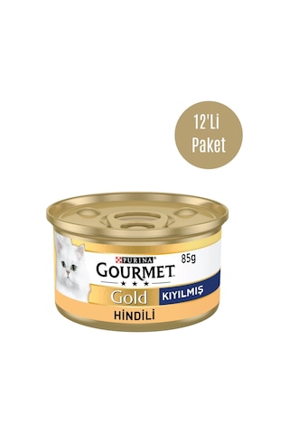 Gold Kıyılmış Hindi Etli Konserve Yetişkin Kedi Maması 12 X 85 G