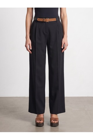 DİLVİN 72715 Kemerli Pileli Pantolon-siyah