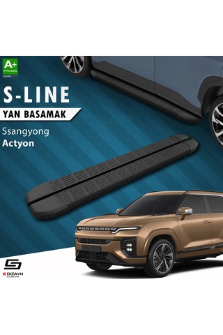 S-dizayn Ssangyong Actyon S-line Siyah Yan Basamak 183 Cm 2024 Üzeri A+ Kalite