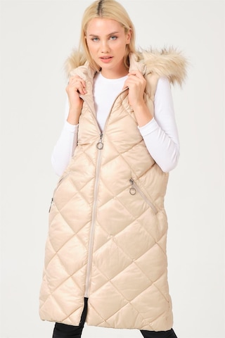 Z6717 Dewberry Bayan Yelek-düz Krem Düz Krem