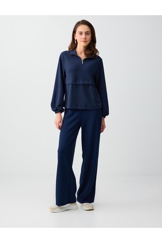 Jimmy Key Jimmy Key Lacivert Uzun Kollu Dik Yaka Örme Modal Sweatshirt 6sw235569494