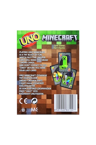 Uno Resimli Minecraft Oyun Kartı Set