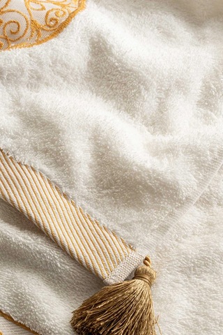 Ecocotton Arus Krem/krem %100 Organik Pamuk 4 Parça Hamam Seti Krem