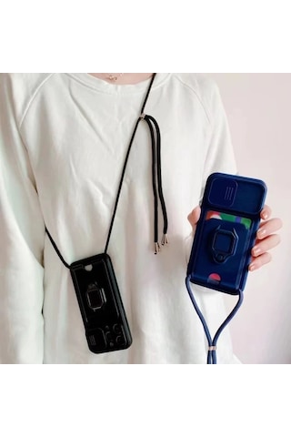 Honeybeeshop Mor İphone Uyumlu 16 Pro Max Kılıf Tam Koruma Yumuşak Kapak Makaron Boyun Askılı Düşmeye Dayanıklı Kabuk