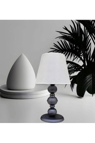 Riga Metal Abajur Siyah Boyalı Krem Şapkalı Siyah