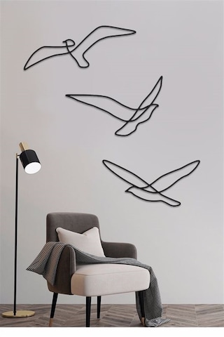 3 Çizgi Martı - Metal Tablo Set