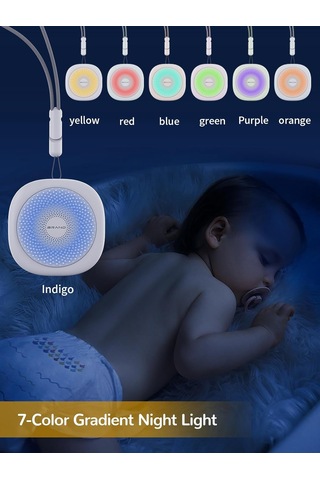 7 Molor Gece Işığı, Mini Uyku Ses Makinesi İle Bebek İçin Beyaz Gürültü Ses Makinesi 3 Renk Uzaktan Kumanda Yok