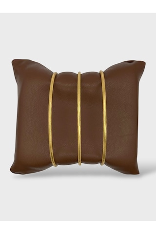 Arnes Jewelry Çelik 22 Ayar Altın Kaplama Desenli Ajda Bilezik - 3 Adet 21 Cm Ar637nes Gold