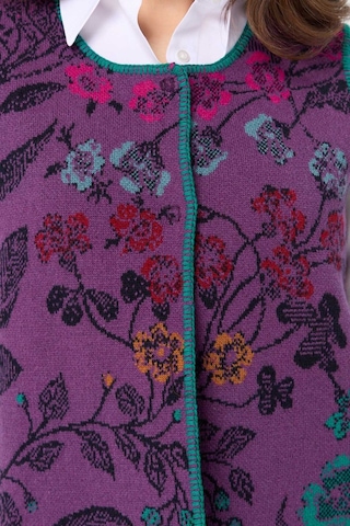 Desen Triko Kadın Sıfır Yaka Sarmaşık Desenli Yün Yelek 23119 A.mor Mor