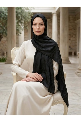 Camellia Scarfs İtalyan Jakar Şal Dalga Desen Siyah - Asil Ve Lüks Stil