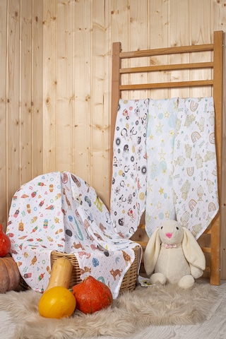 Dijital Baskılı 6lı Çok Amaçlı Müslin Örtü Seti - 75x75 Çok Renkli