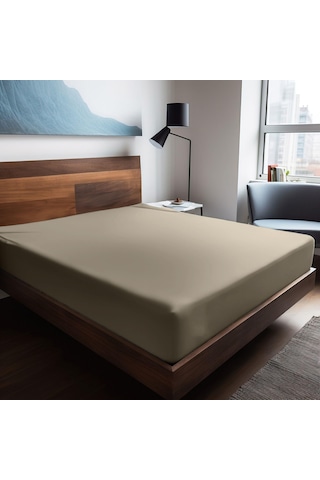 Soley Mix & Match Plain %100 Pamuklu Ranforce 100 X 200 Tek Kişilik Çarşaf Bej