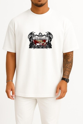 Bahriyeli Collection Oversize Supremacy Mma Ea Sports Mma Göğüs Tasarımlı Unisex T-shirt Beyaz