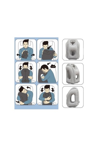 Pazly Gri Seyahat Uyku Tulumu, Taşınabilir Boyun Yastığı, Uçak-tren-otobüs İçin Kolay Uyku Kolay Şişirilir Gri