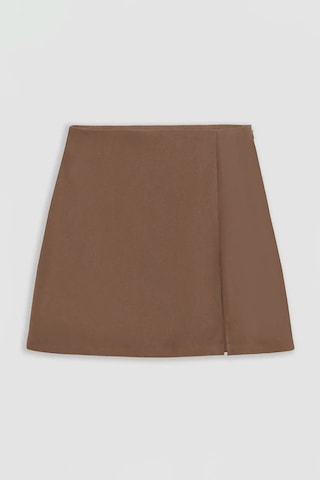 Hiccup Yüksek Bel Yırtmaçlı Mini Etek Koyu Mocha Kahve