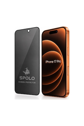 Spolo Apple iPhone Uyumlu 17 Pro Hayalet Ekran Koruyucu Gizlilik Camı Yan Görüş Önleyici
