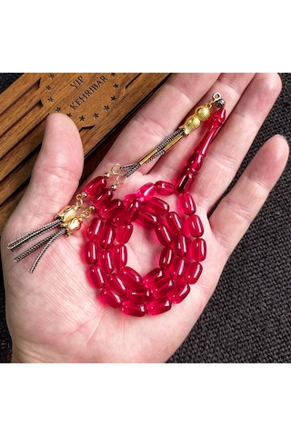 7x11 mm Kırmızı Ateşi Kehribar İsme Özel Tesbih