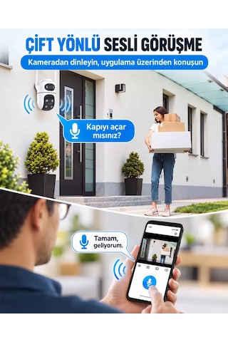 İcsee Set 4 Kameralı 2 Sabit+ 2 Hareketli Akıllı Güvenlik Kamera Seti 64gb Hafıza Kartlı
