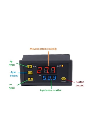 Rfkumanda-W3230 220V Ac Dijital Sıcaklık Kontrol Cihazı Led Ekran Termostat
