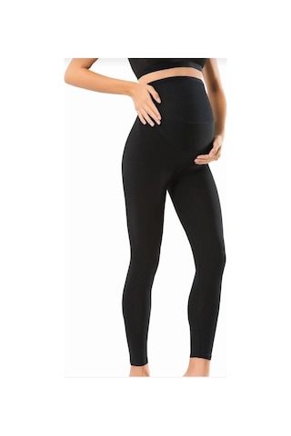 Kadın Hafif Korseli Siyah Bel Ayarlı Yumuşacık Hamile Taytı