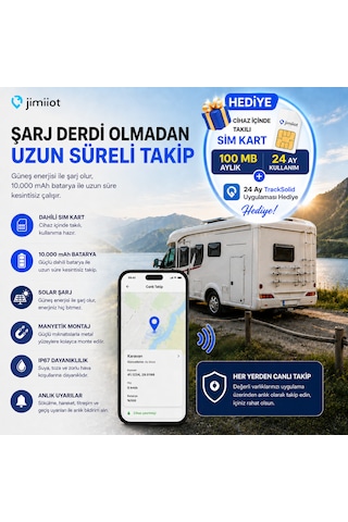 Jimiiot Jimi Iot Ll303 Solar Enerjili 4g Gps Varlık Takip Cihazı 10.000 Mah, Ip67, Karavan, Tekne, Treyler Ve İş Makinesi Takip
