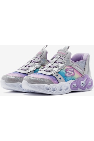 Skechers İnfinite Heart Lights Küçük Kız Çocuk Gri Işıklı Spor Ayakkabı 303755n Smlt Gri