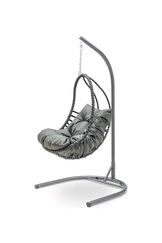Premium Rattan Salıncak El Örgüsü Bahçe & Balkon & Teras & Ev Salıncağı Antrasit