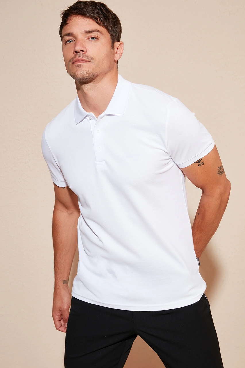 Buratti Pamuk Regular Fit Düğmeli 2'Li Paket Erkek Polo Yaka T Shirt 5902127S2 Beyaz-Beyaz