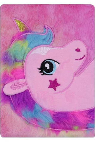 Unicorn Tasarımlı Peluş Çizgili Defter