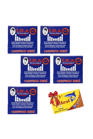 Iha Kibrit Kantaşı 5 Adet 20'li Kart Shark Chrome 5'li Jilet Kullan-at Kanama Durdurucu Kan Taşı