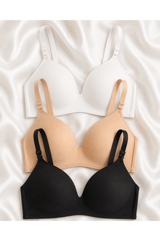 Skin Verse Dolgusuz Balensiz Toparlayıcı Sütyen 3'lü Set Çok Renkli