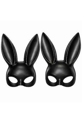 Cadılar Bayramı Çiftler İçin Siyah Tavşan Maskesi 2 Li Set Kadın Erkek Halloween Kostüm Ve Parti Maskesi 18+
