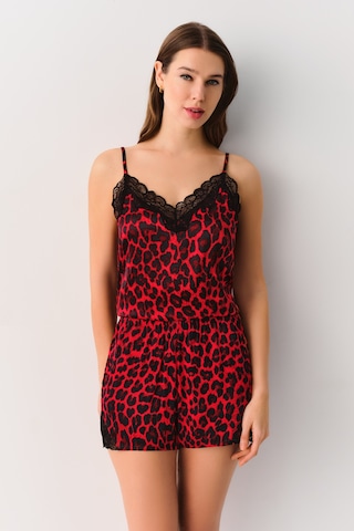 Suwen Lioness Üst St4435607603 Kırmızı Leopar Desenli